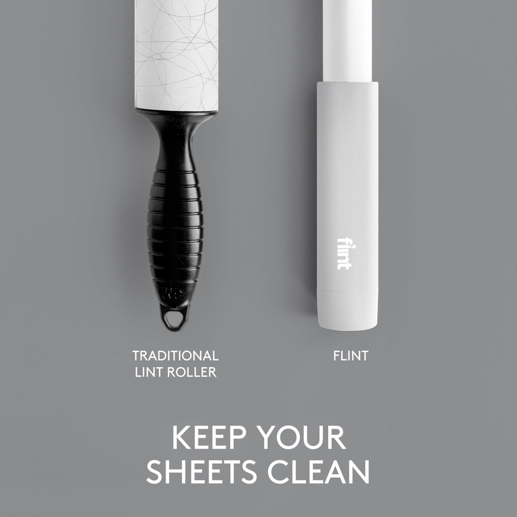 White Retractable Mini Lint Roller with 30 Extra Sticky Sheets