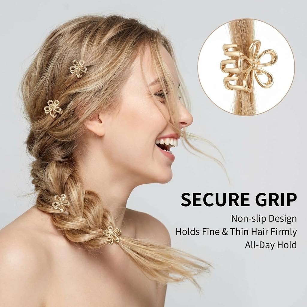 Small Gold Flower Hair Clips (12 pcs)