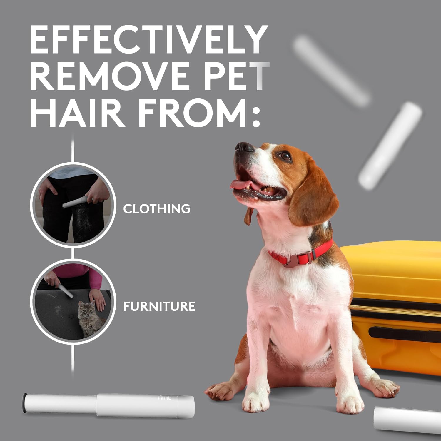 White Retractable Mini Lint Roller with 30 Extra Sticky Sheets