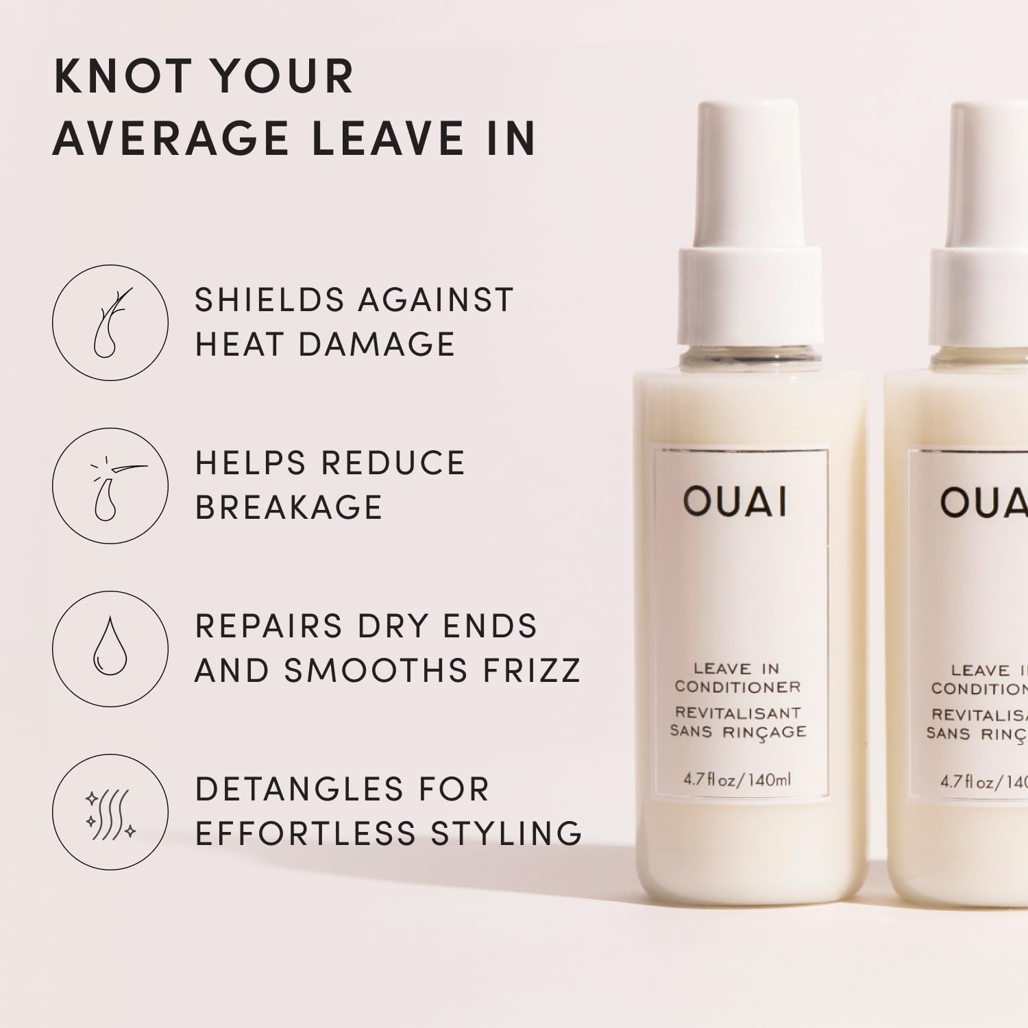 OUAI Leave In Conditioner & Heat Protectant for Hair (4.7 oz)