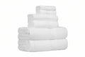 Stack of white towels on a white background