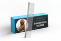 Dog grooming comb with 'The Doodle Brush' packaging on a white background