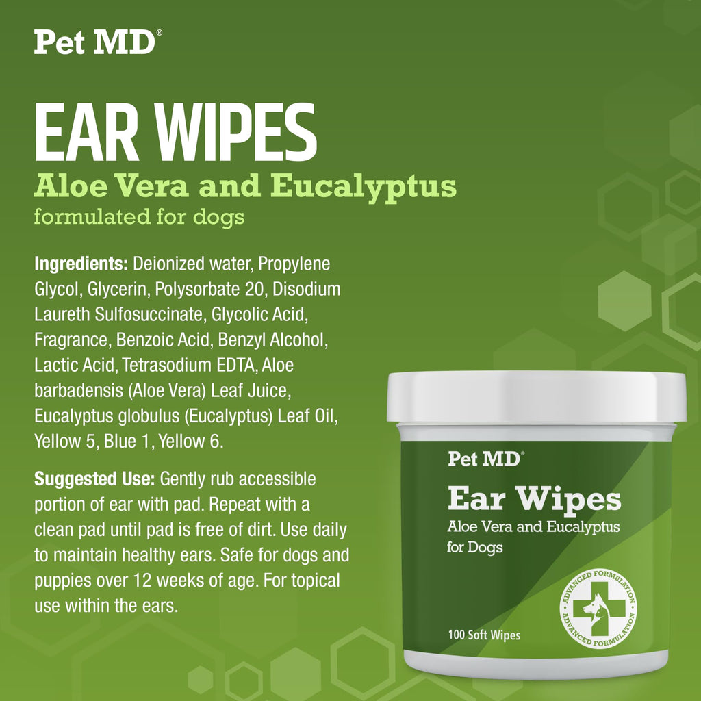 Pet MD Dog Ear Cleaning Wipes (100 Count)