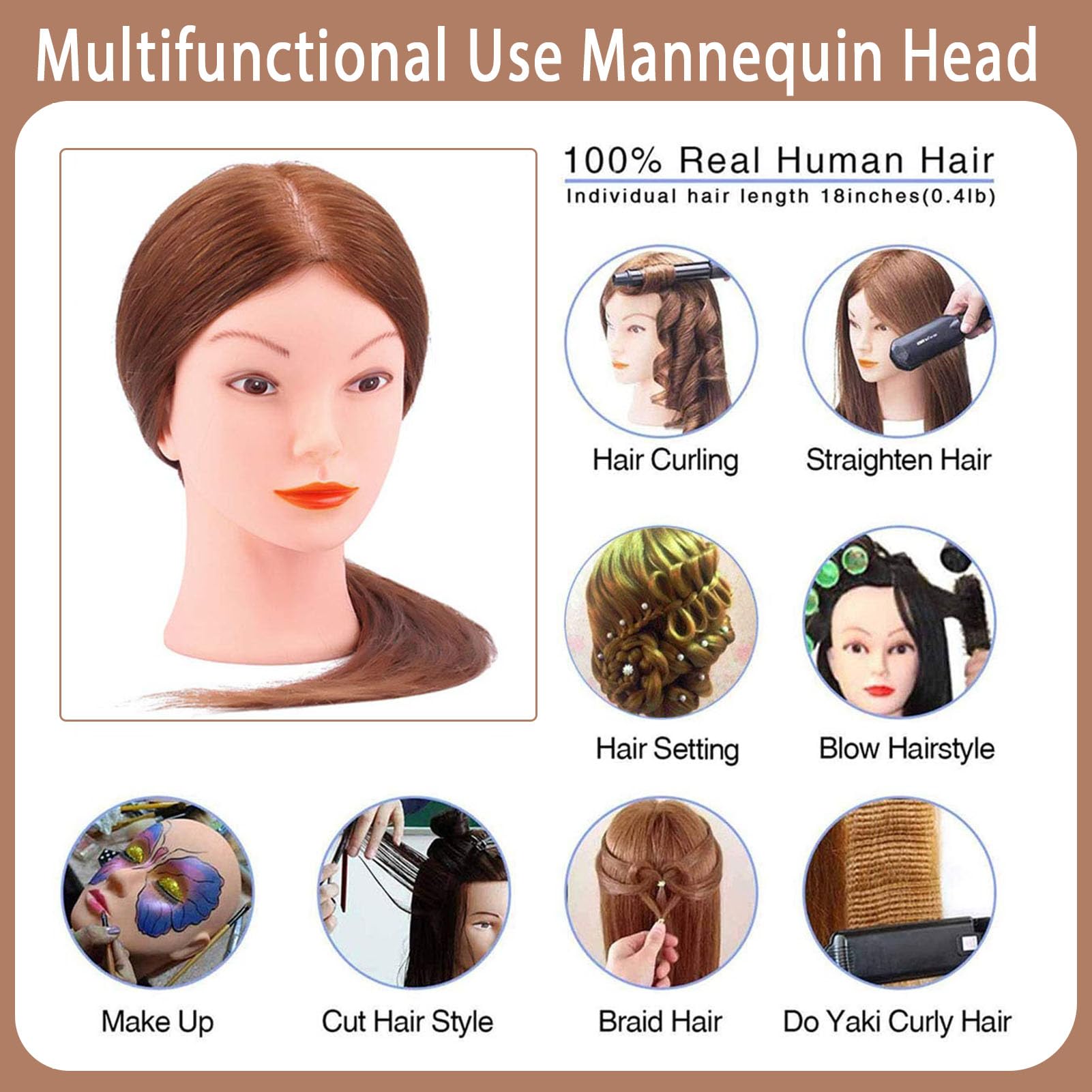 TopDirect Real Hair Cosmetology Mannequin Head