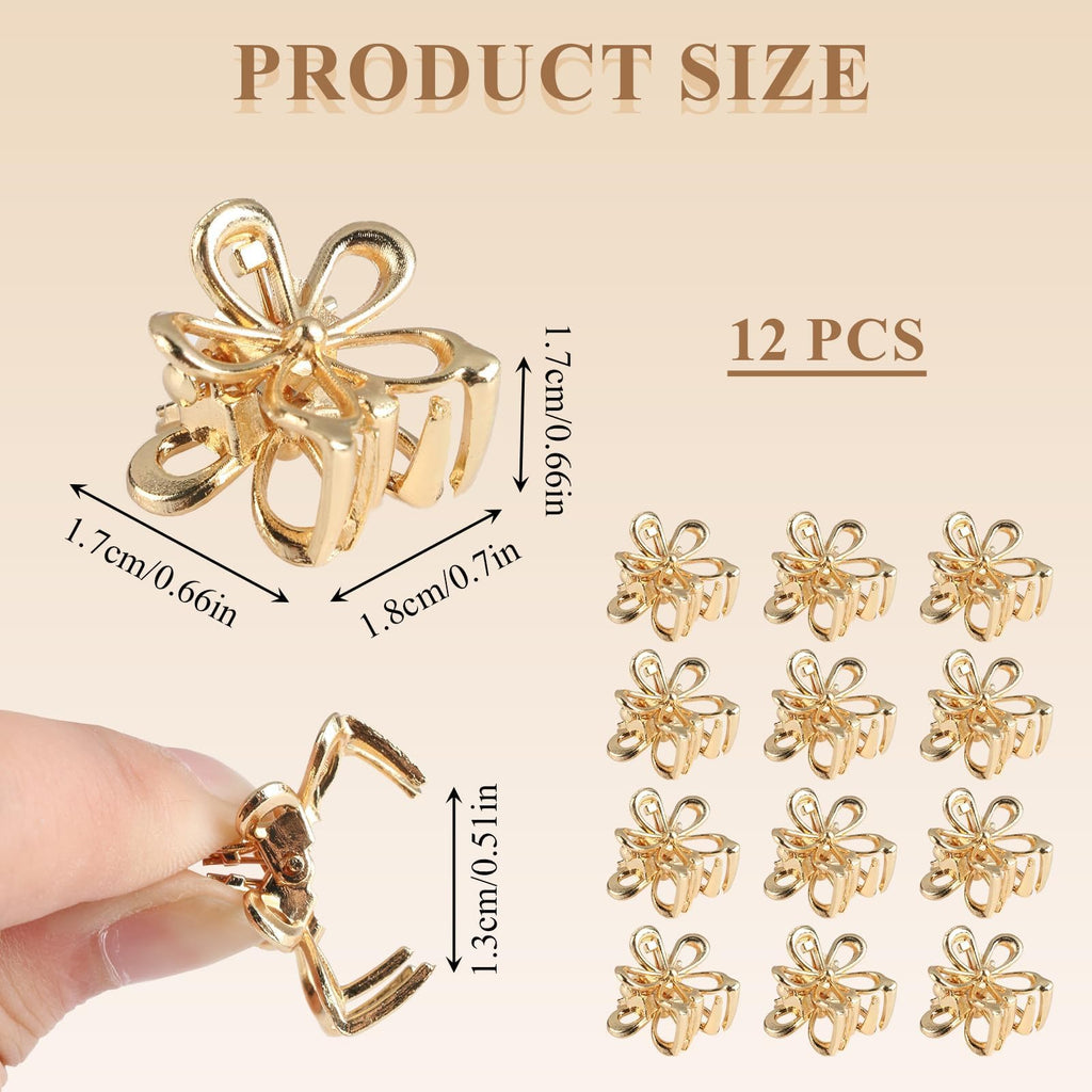 Small Gold Flower Hair Clips (12 pcs)