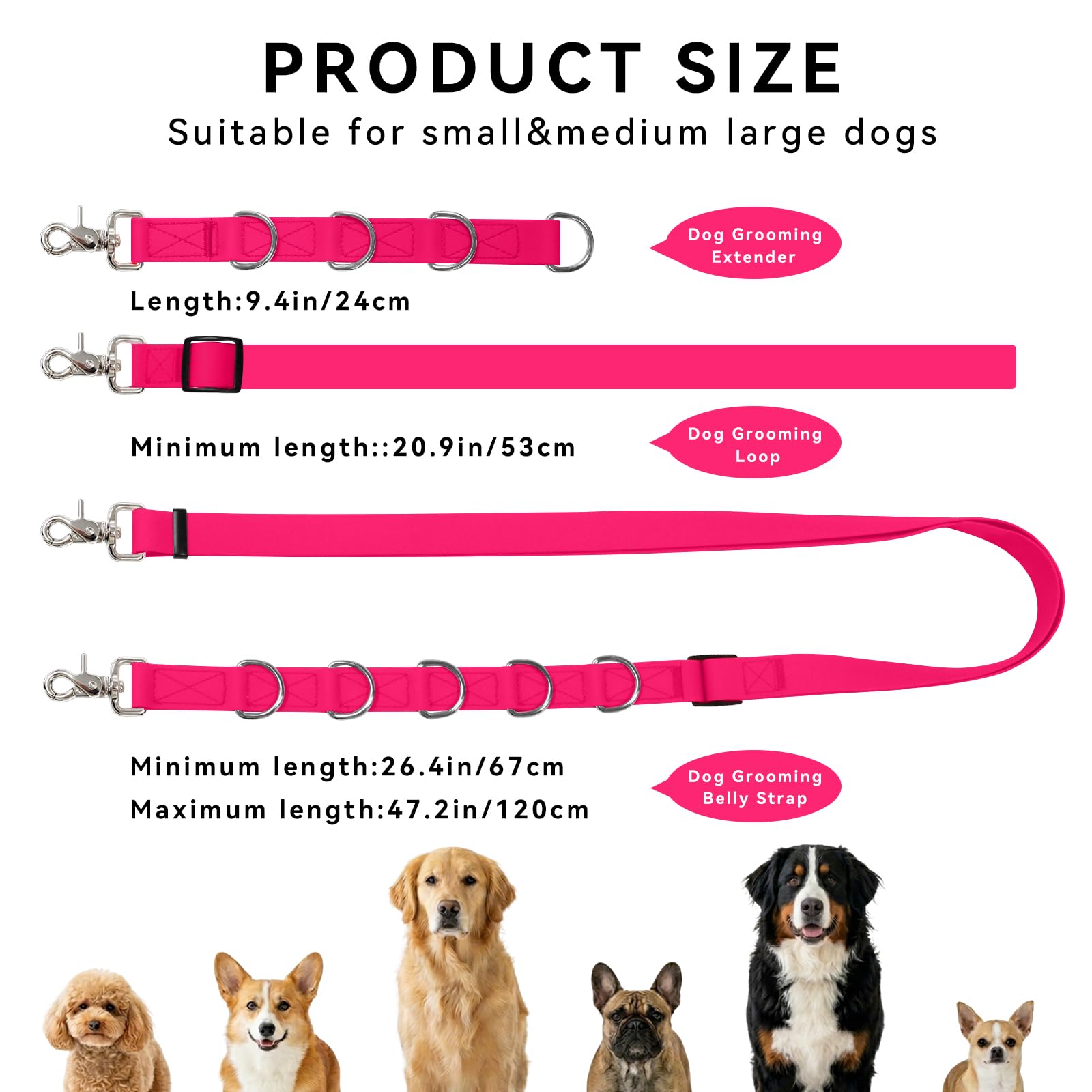 Waterproof Dog Grooming Belly Strap with Clamp Extender