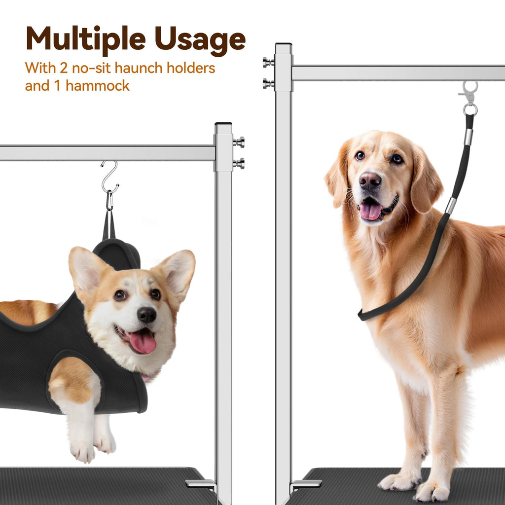 Dog Grooming Table with Arm, Hammock & Nooses, 30" H Foldable