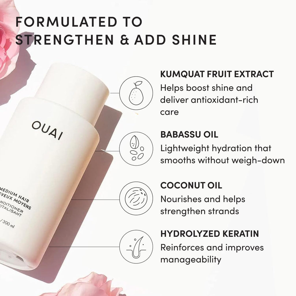 OUAI Medium Hair Shampoo and Conditioner Set (10 Fl Oz)