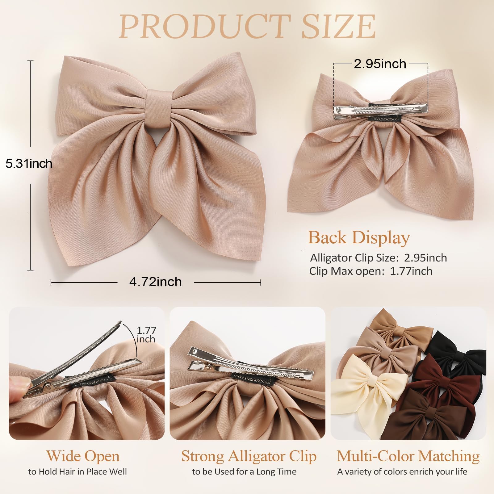 Bow Hair Clips (6 pcs)
