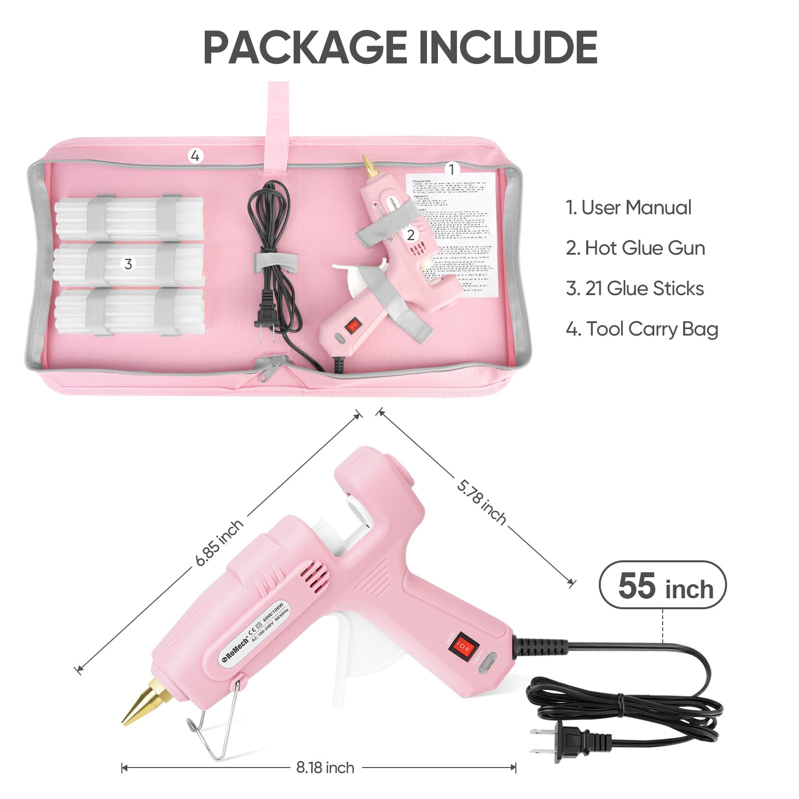 Full Size Hot Glue Gun and 21 Hot Glue Sticks (7/16")