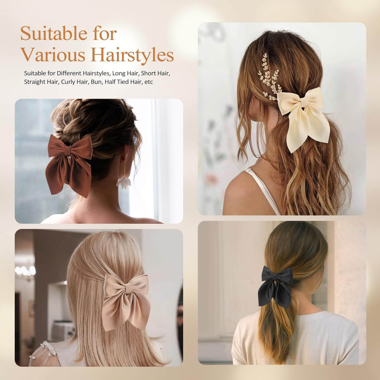 Bow Hair Clips (6 pcs)