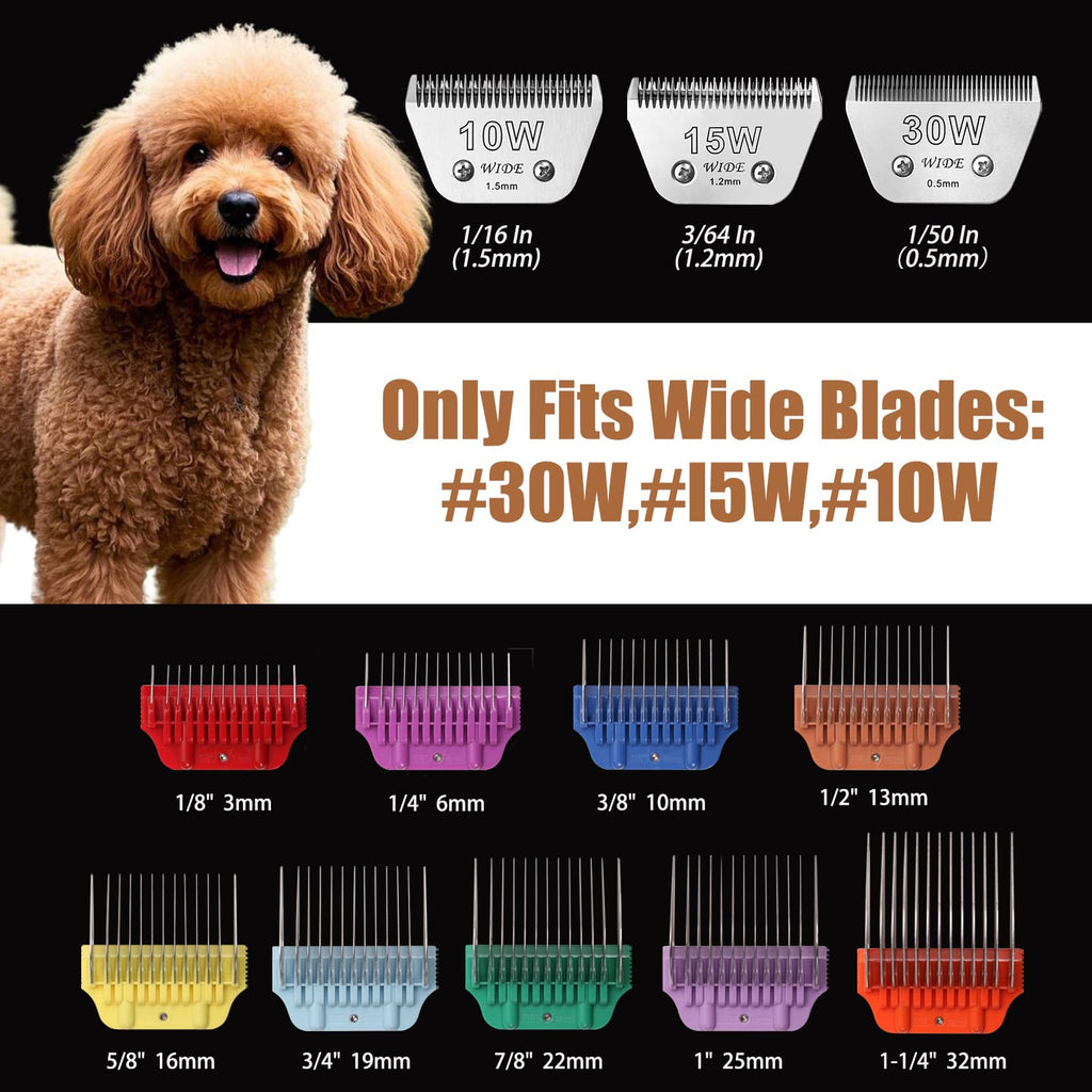 Stainless Steel Wide Dog Clipper Attachment Guard Comb Set