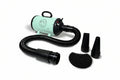 Pet grooming dryer with attachments on a white background