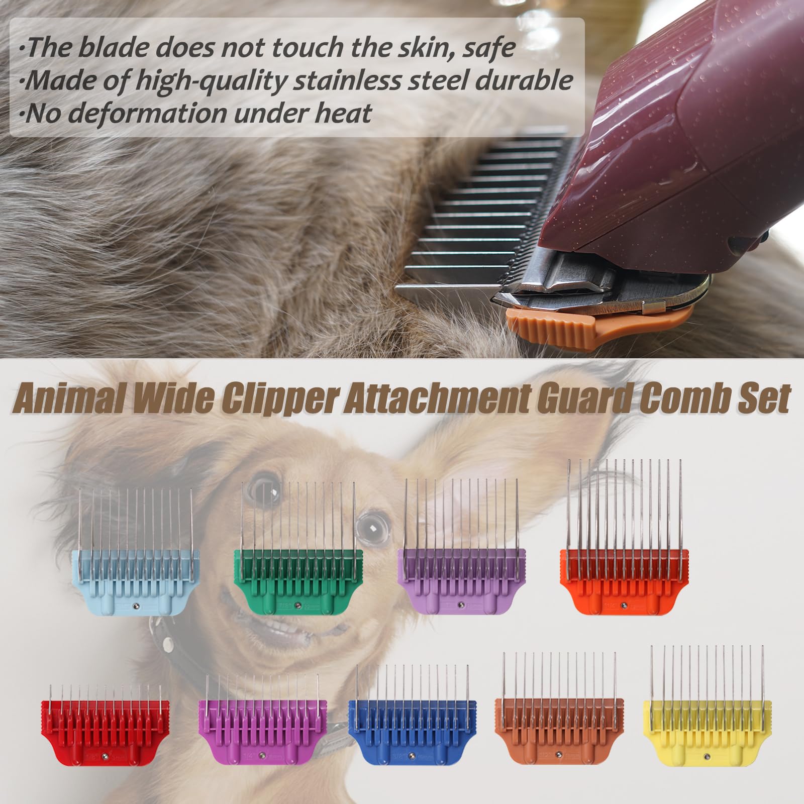 Stainless Steel Wide Dog Clipper Attachment Guard Comb Set