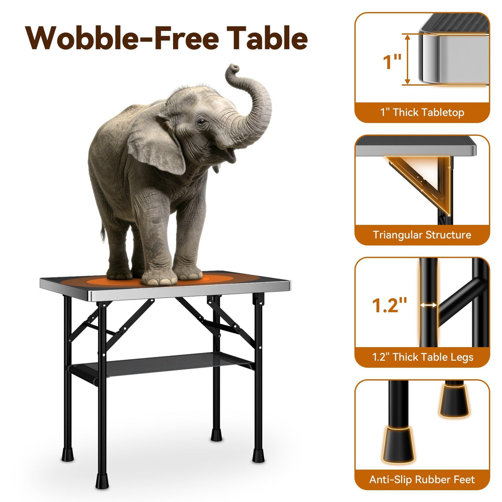 Dog Grooming Table with Arm, Hammock & Nooses, 30" H Foldable