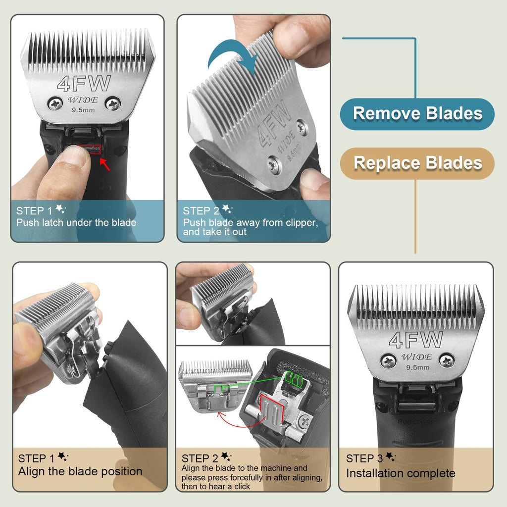 YAZIYIR Wide Pet Dog Grooming Detachable Blades Kit