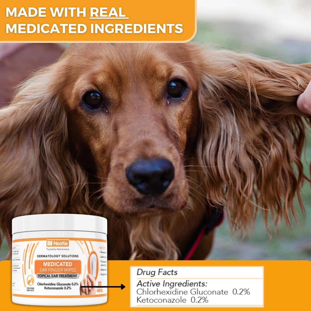 Nootie Medicated Ear Finger Wipes for Dogs