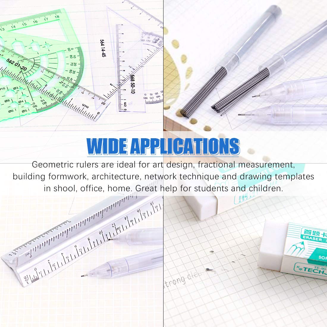 Glarks 16 Pieces Measuring Templates & Rulers