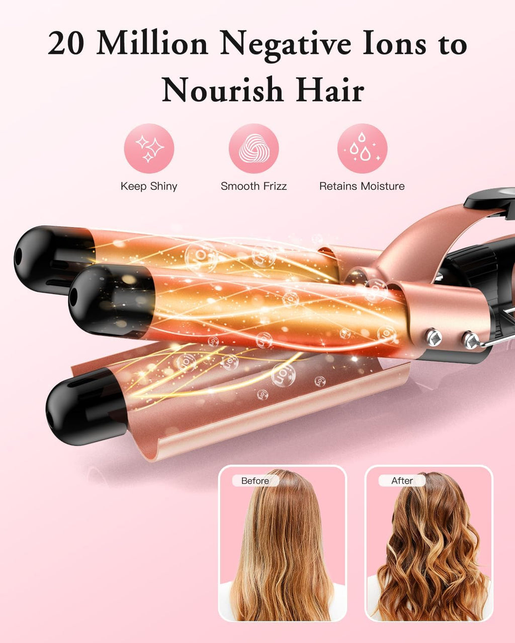 5 in 1 Curling Wand Set with 3 Barrel Hair Crimper