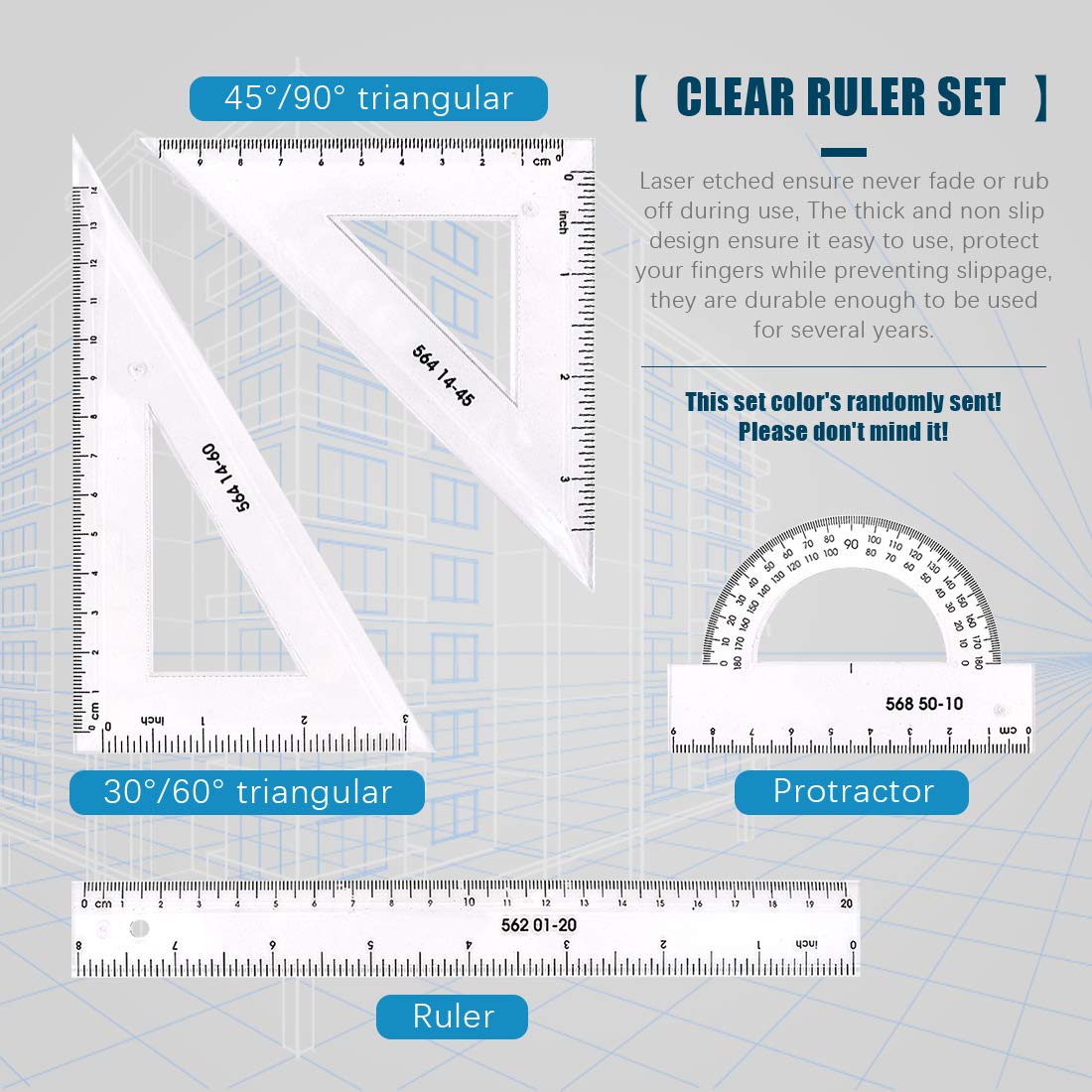 Glarks 16 Pieces Measuring Templates & Rulers