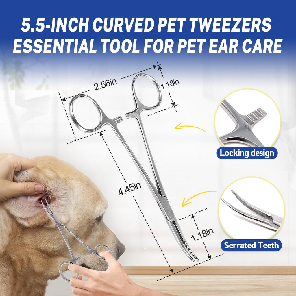 Dog Ear Hair Removal Kit with Ear Powder & Forceps