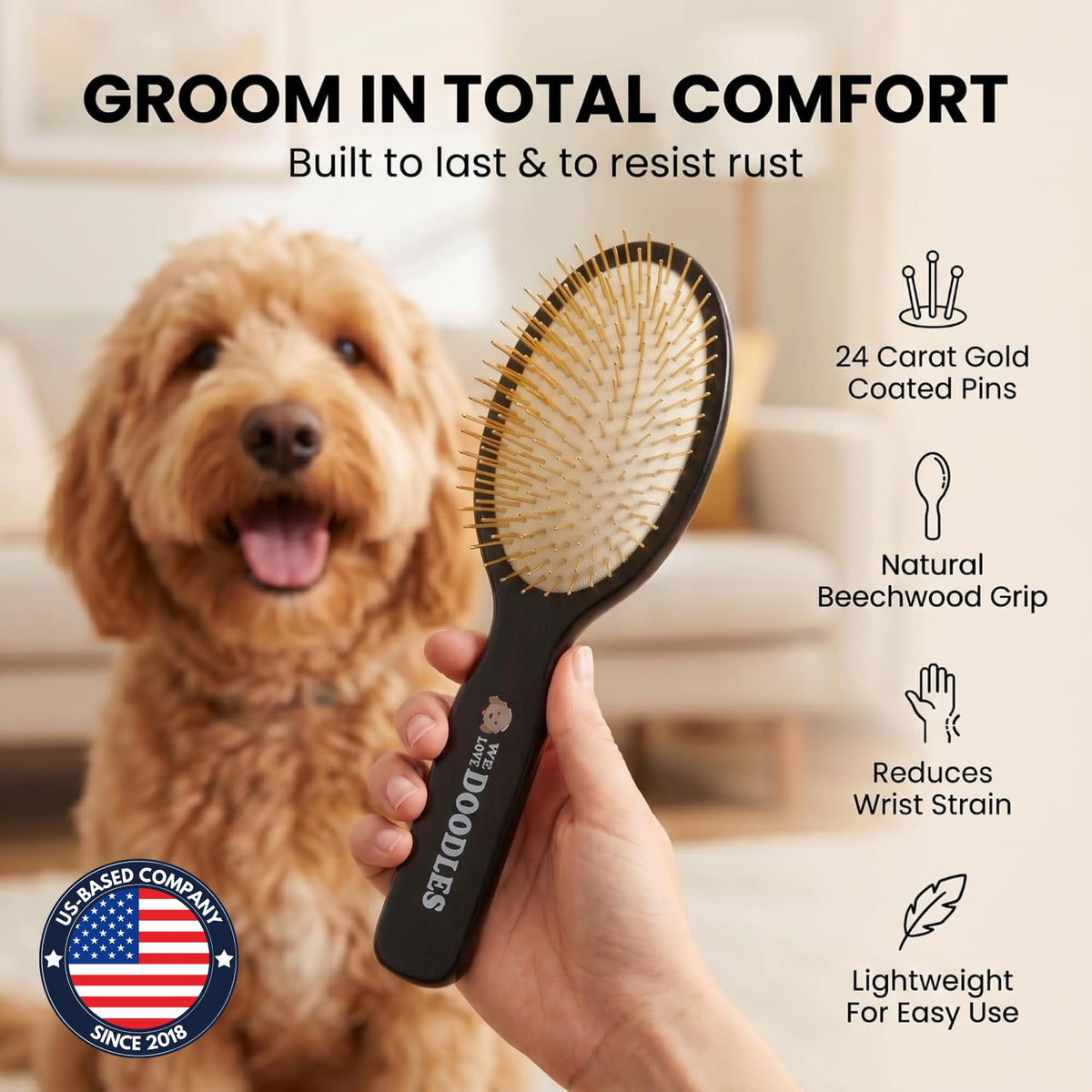 Gold Pin Brush For Dogs