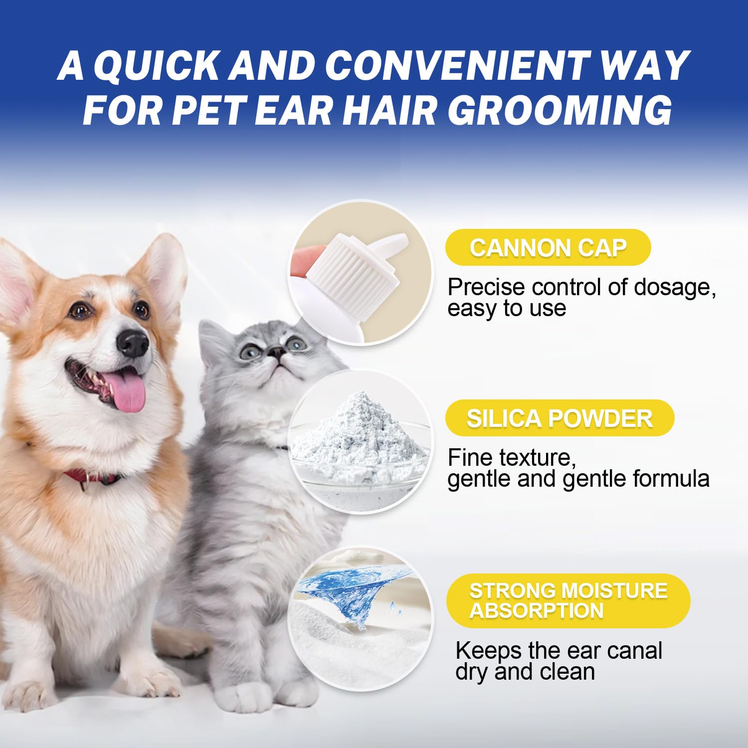 Dog Ear Hair Removal Kit with Ear Powder & Forceps