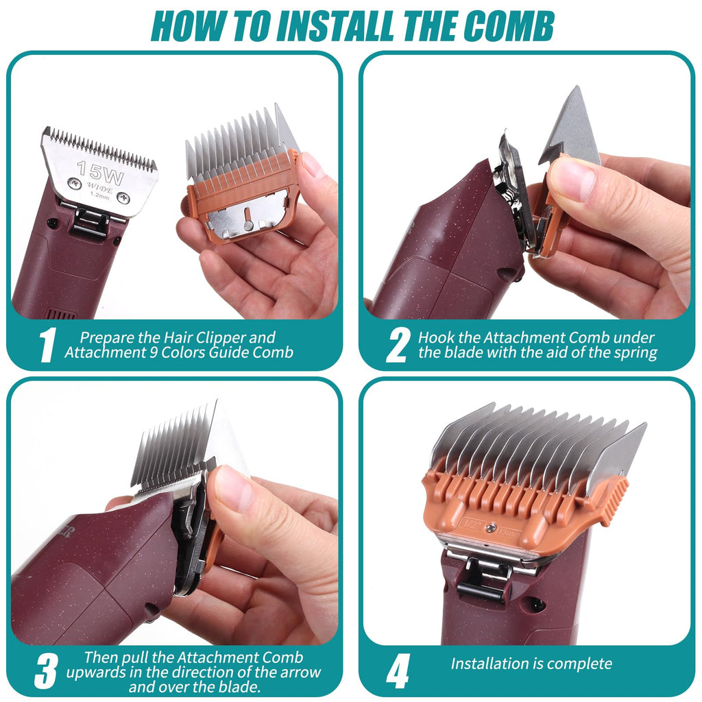 Stainless Steel Wide Dog Clipper Attachment Guard Comb Set