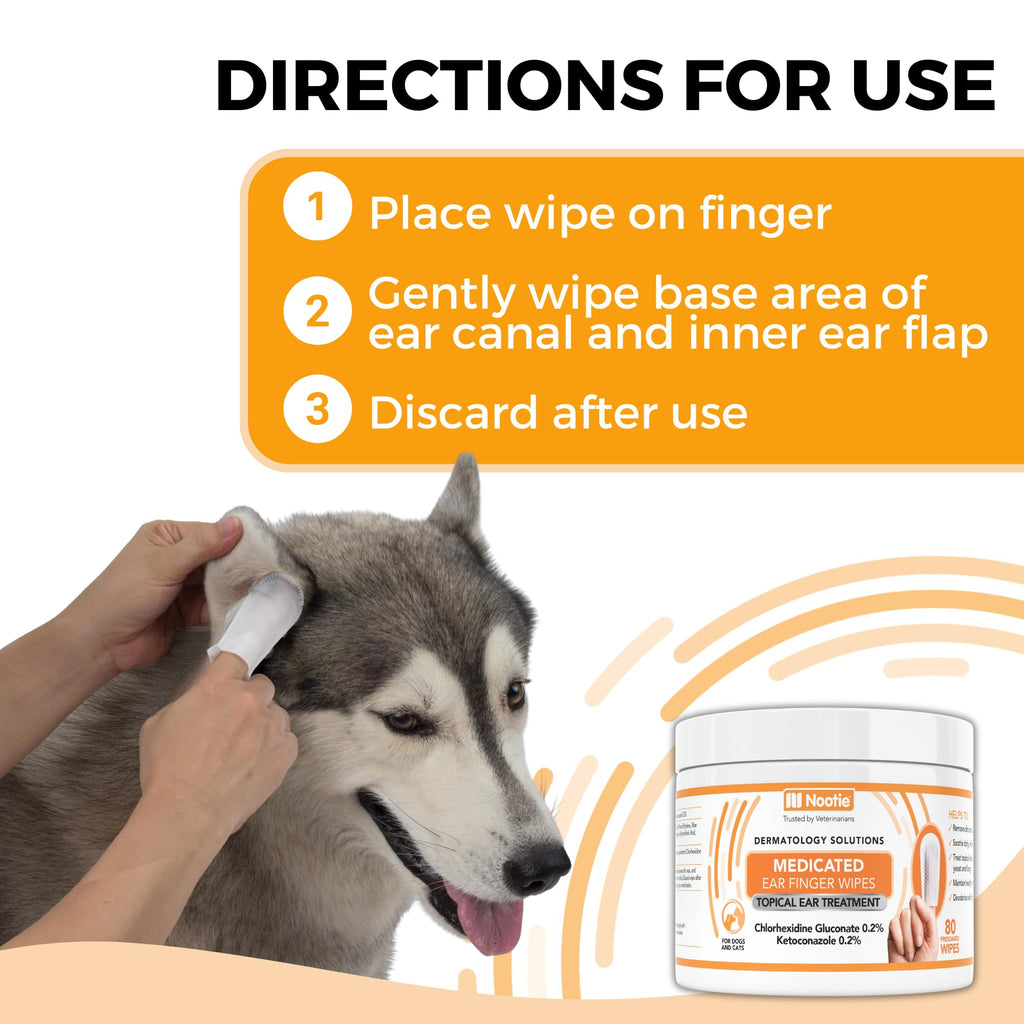Nootie Medicated Ear Finger Wipes for Dogs