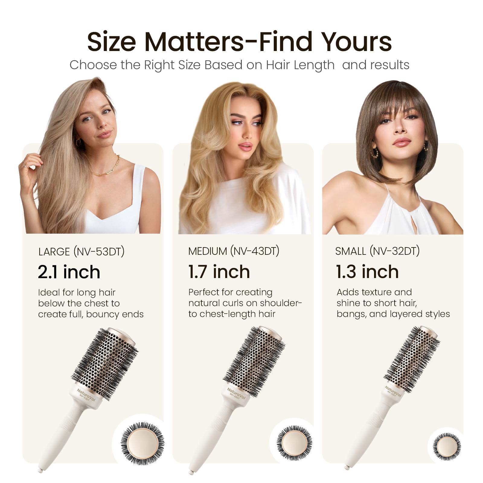 Round Blow Out Brush (1.7 Inch Barrel, 2.5 Inch Bristle)