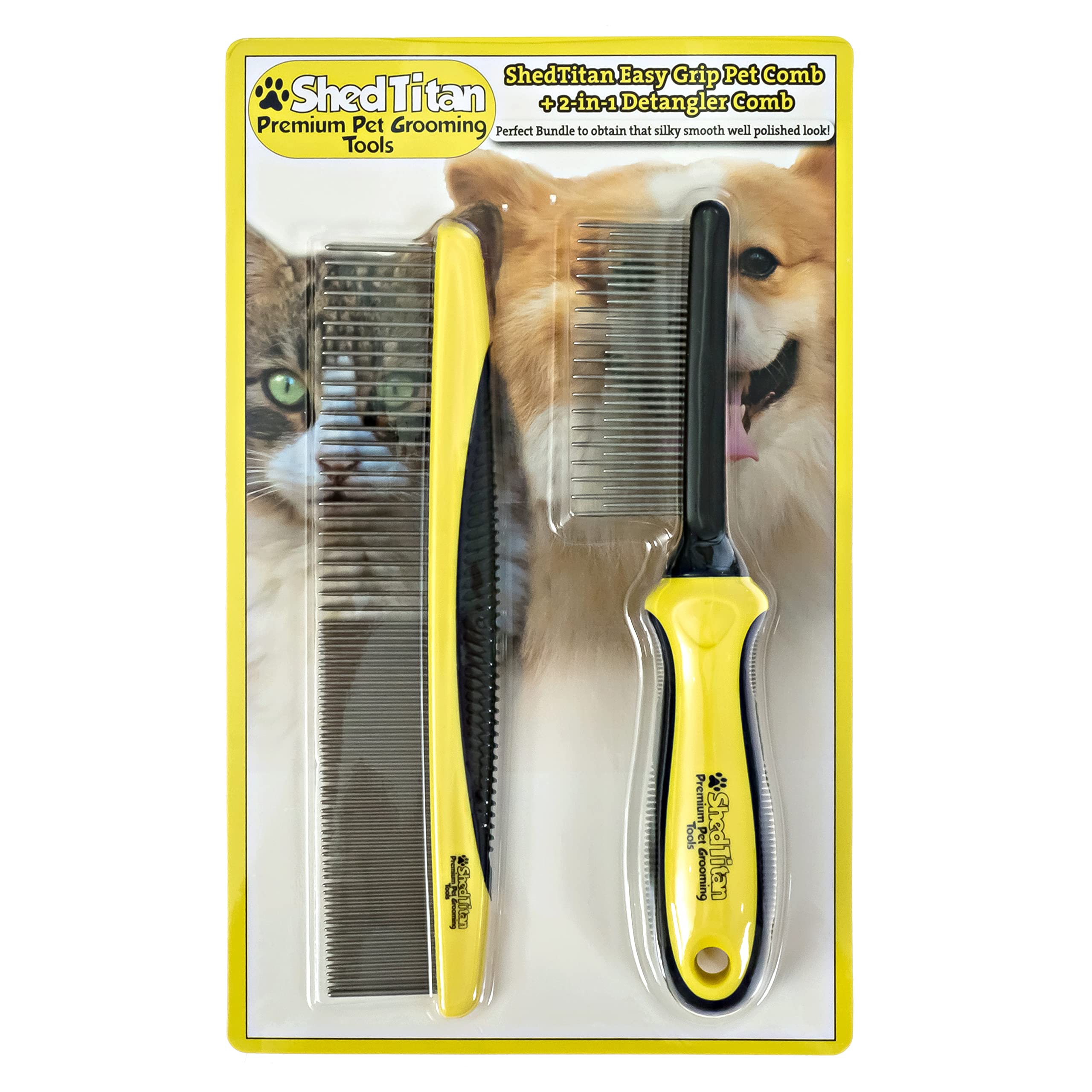 Metal Dog Comb for Matted Hair & Detangler Combs Set