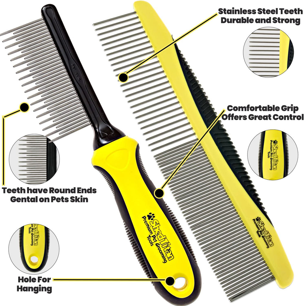 Metal Dog Comb for Matted Hair & Detangler Combs Set