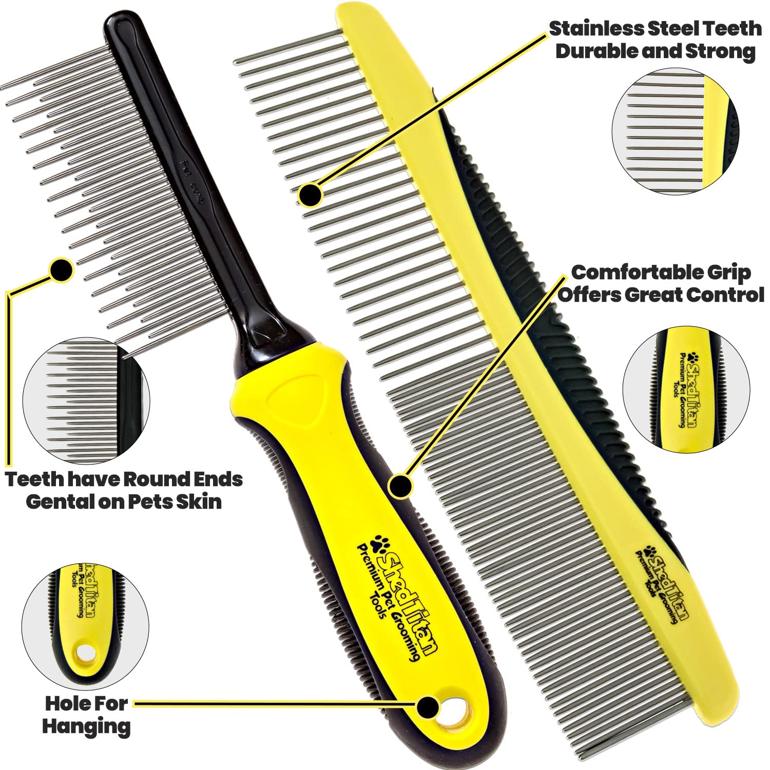 Metal Dog Comb for Matted Hair & Detangler Combs Set