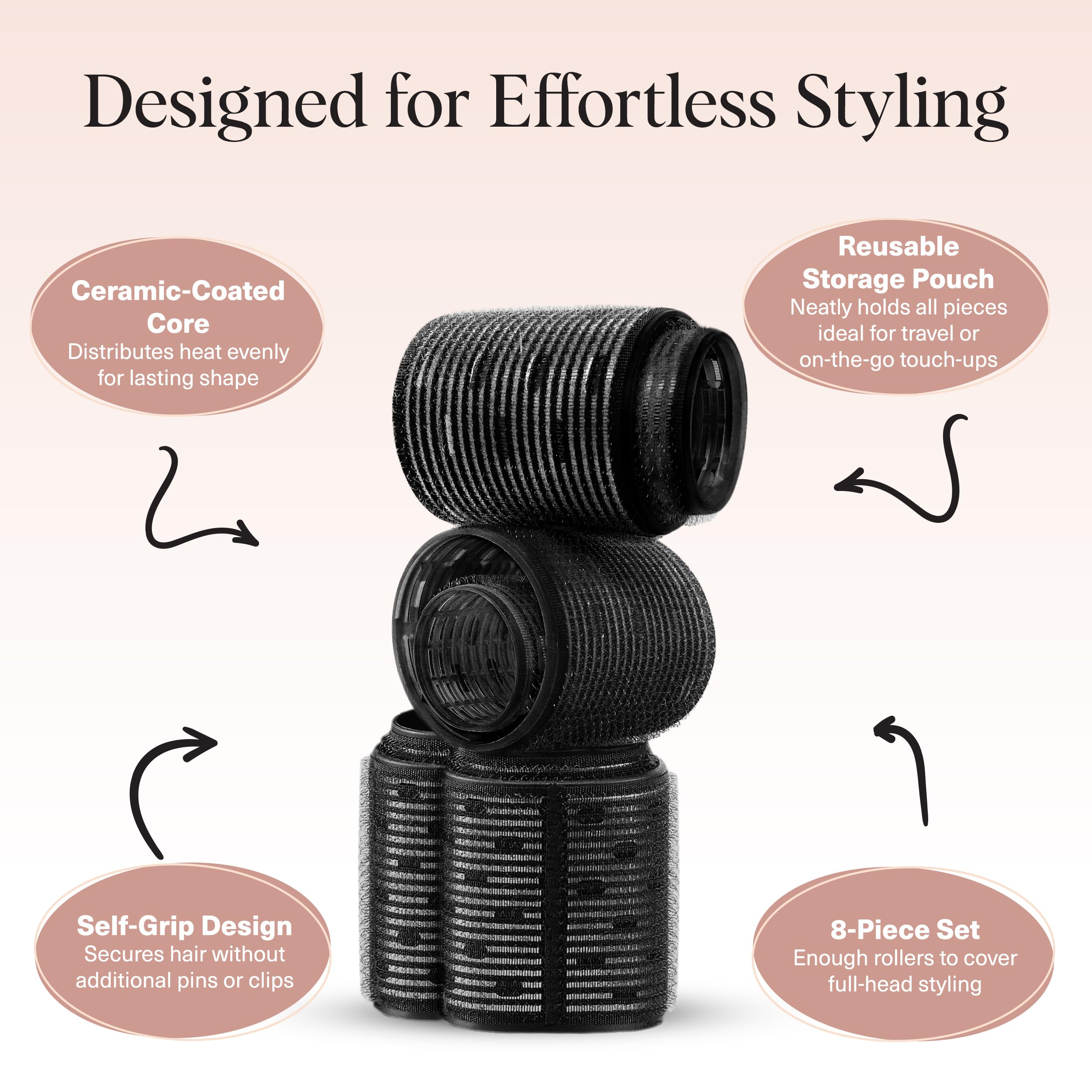 Kitsch Ceramic Hair Rollers (8 Pcs)