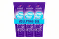 Three bottles of Aussie Instant Freeze Sculpting Gel on a white background