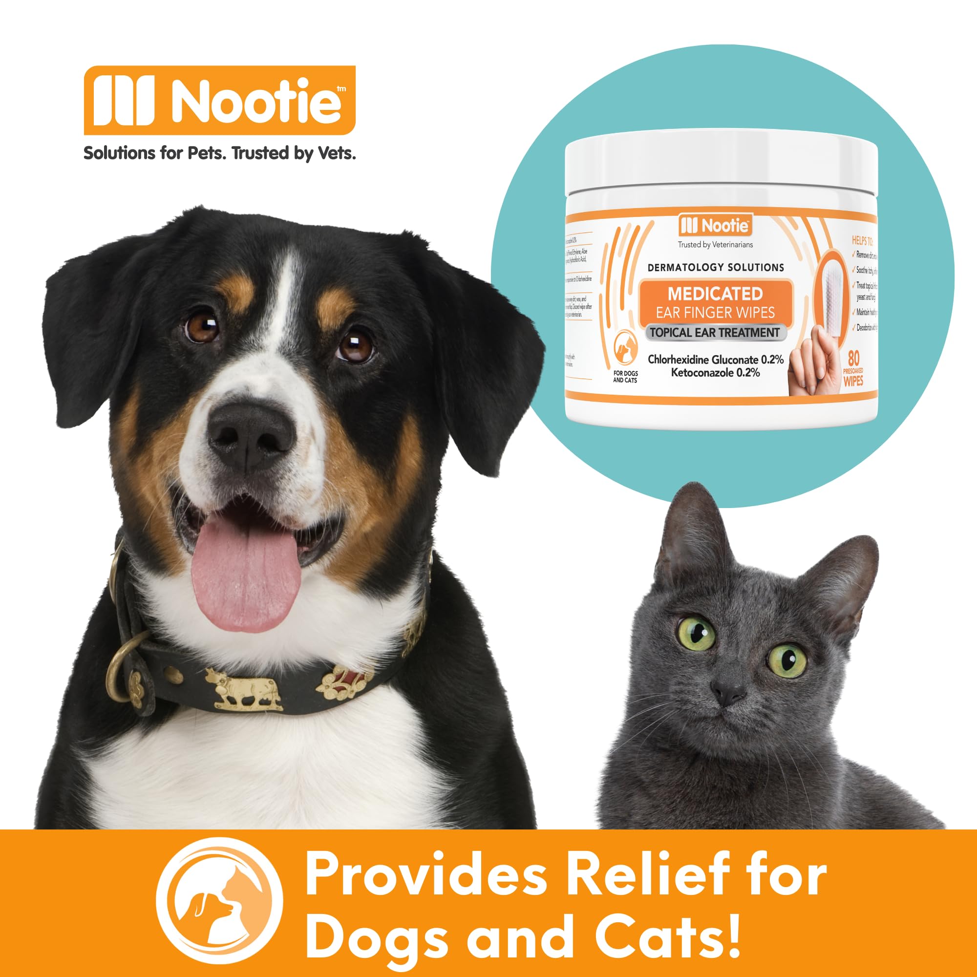Nootie Medicated Ear Finger Wipes for Dogs
