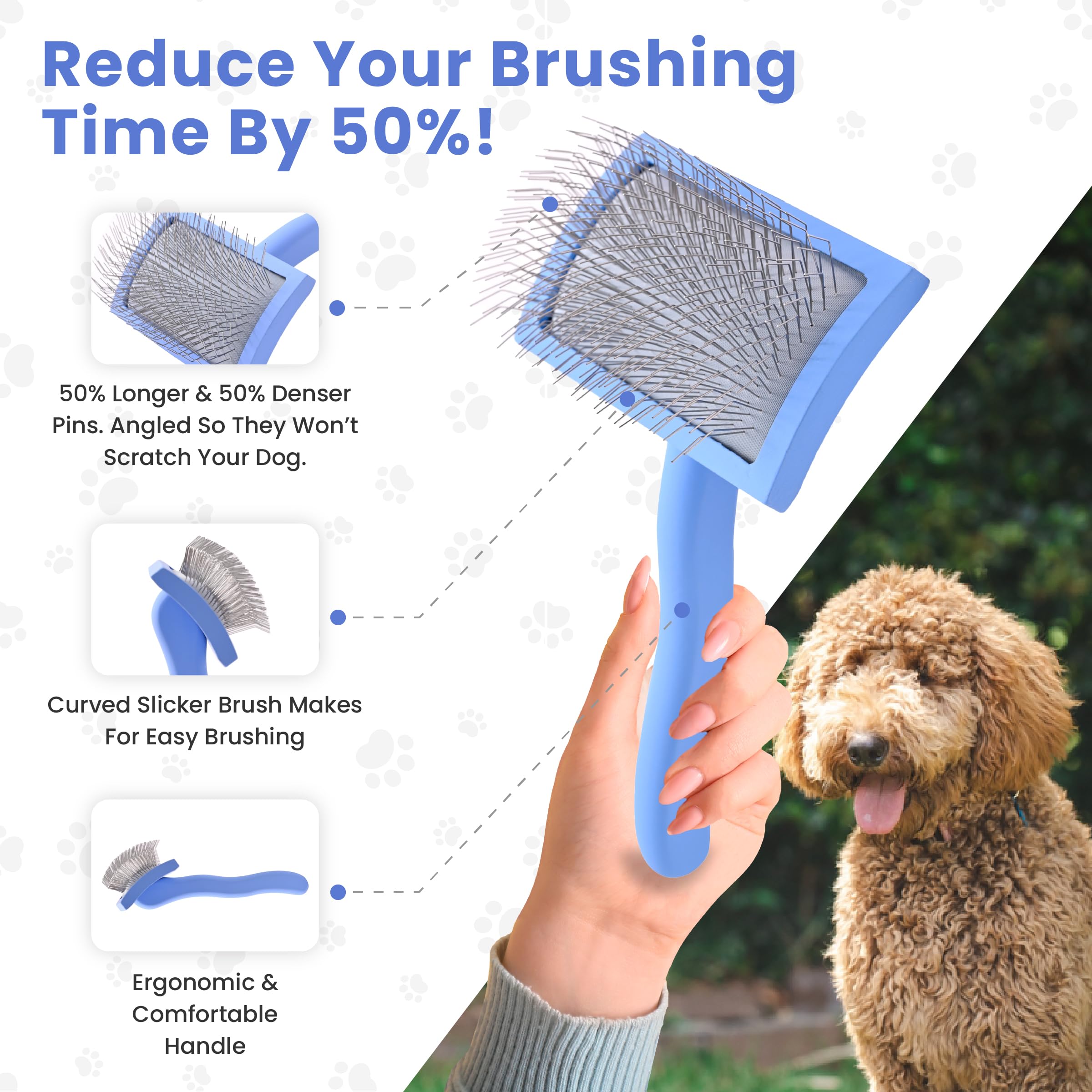 Slicker Brush for Dogs (Medium Curved)