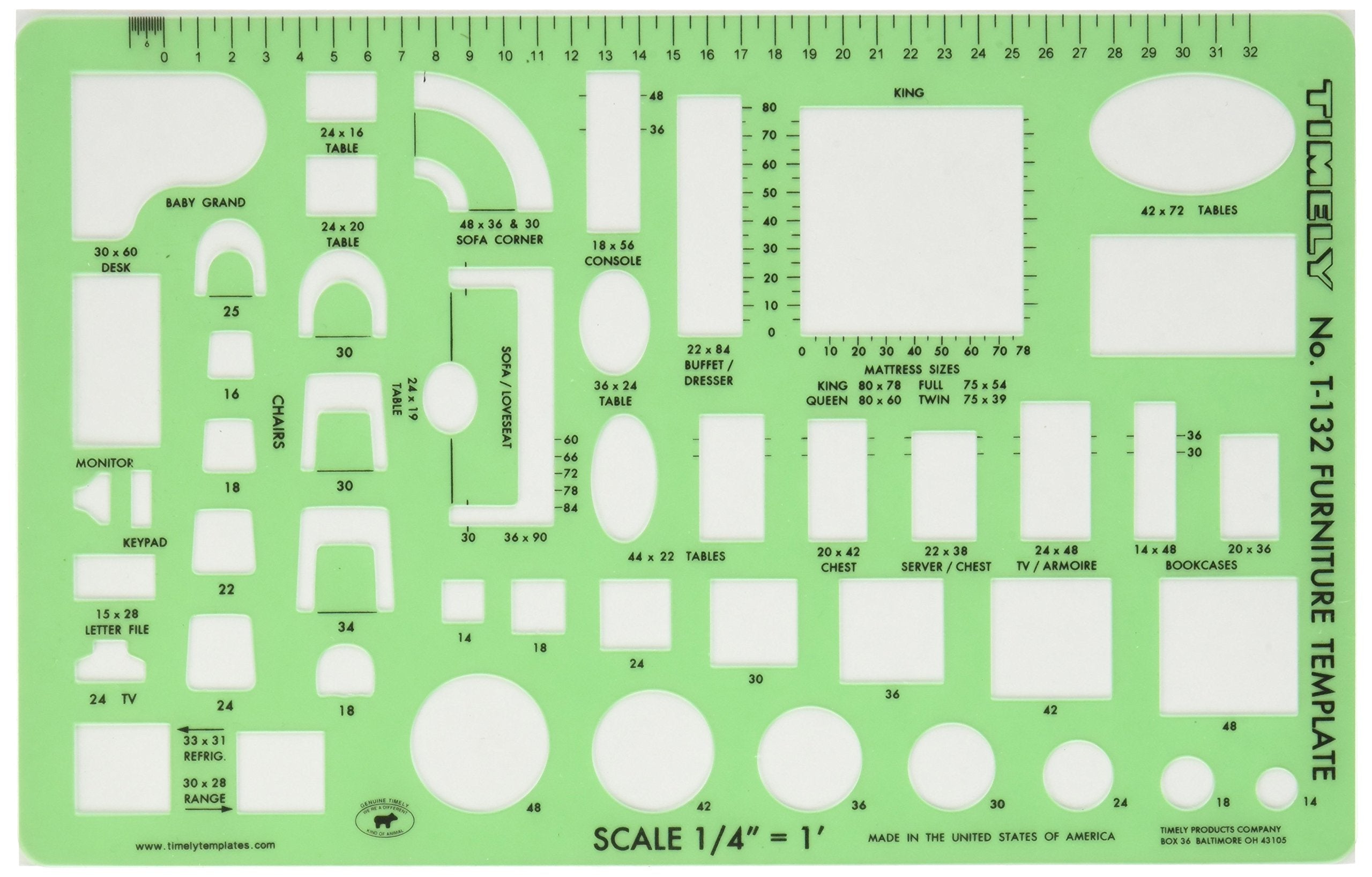 Timely 132T Furniture Template, 1/4"