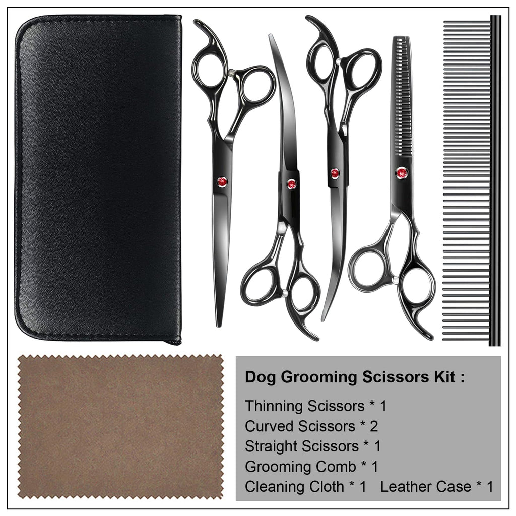 Titanium Black Stainless Steel Dog Grooming Scissors