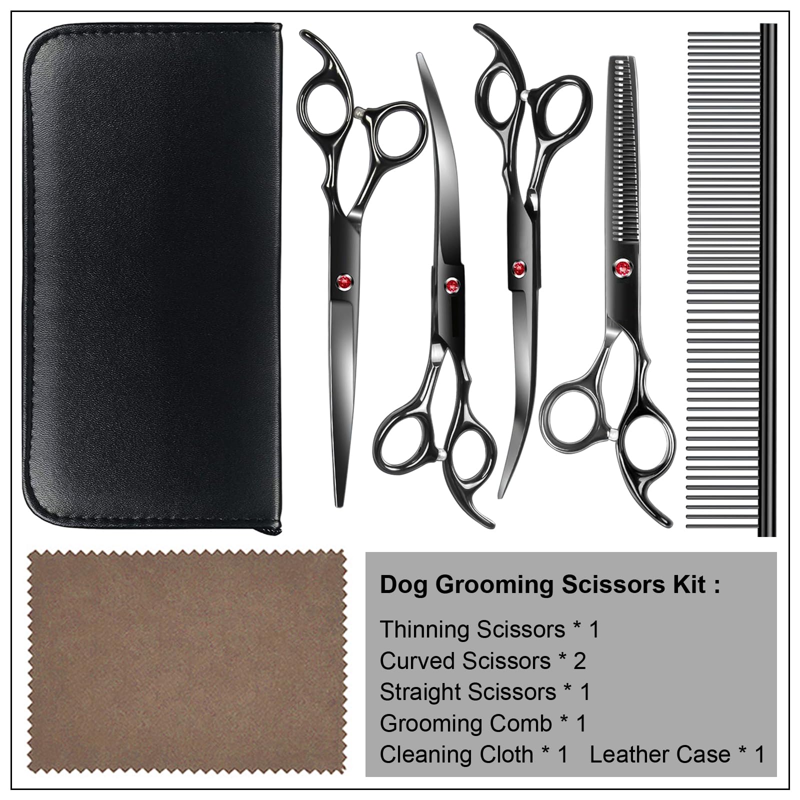 Titanium Black Stainless Steel Dog Grooming Scissors
