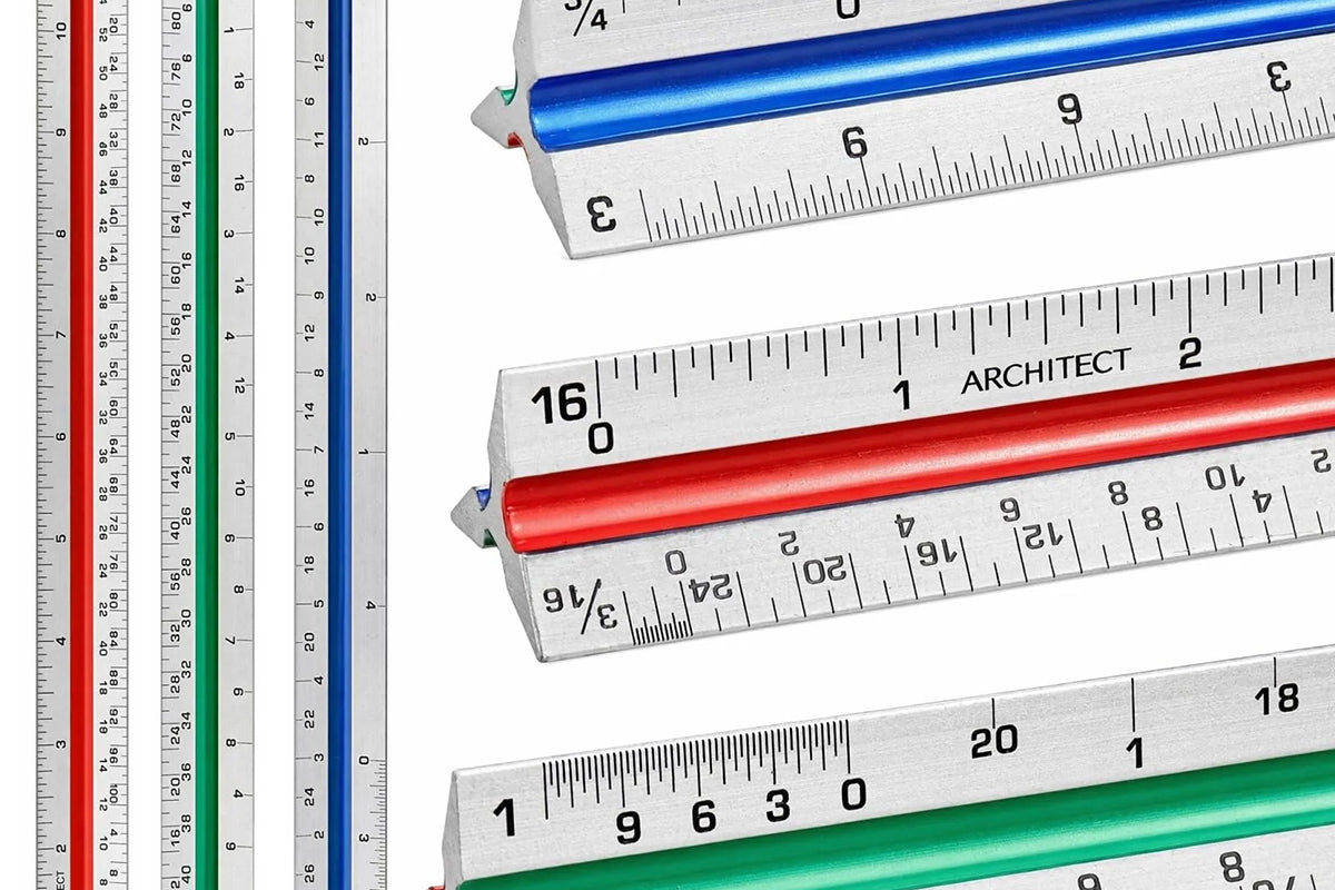 3 Pack 12" Triangular Architect Scale Ruler