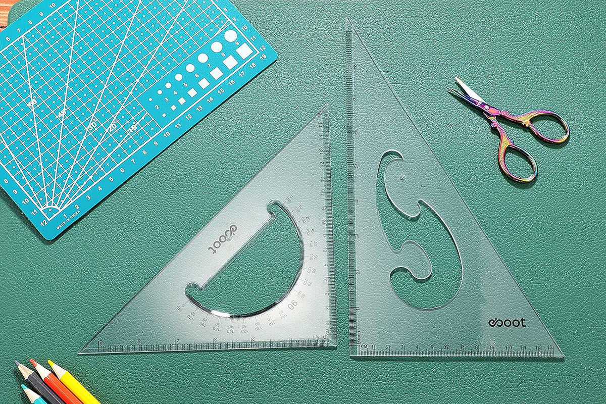 2 Pack Large Transparent Triangle Ruler Set (30/60 & 45/90 Degrees)