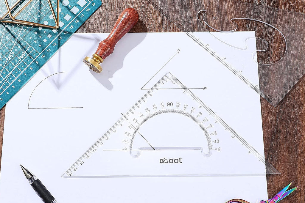 2 Pack Large Transparent Triangle Ruler Set (30/60 & 45/90 Degrees)