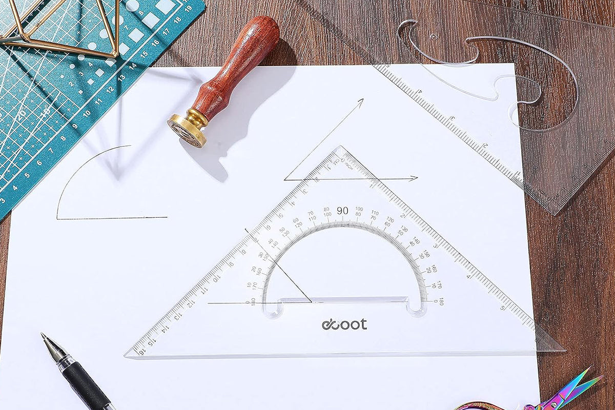 2 Pack Large Transparent Triangle Ruler Set (30/60 & 45/90 Degrees)