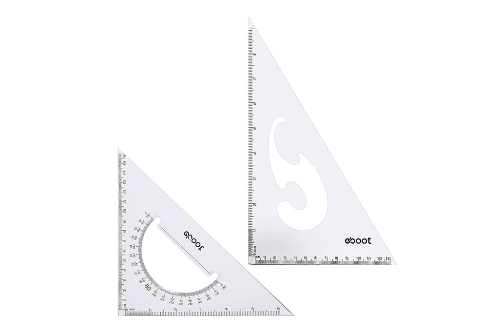 2 Pack Large Transparent Triangle Ruler Set (30/60 & 45/90 Degrees)