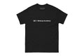 Black t-shirt with 'QC Makeup Academy' text on a white background