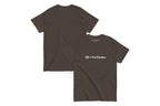 Brown t-shirt with 'QC Pet Studies' text on a white background