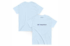 Light blue t-shirt with 'QC Design School' logo on a white background