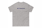 Gray t-shirt with a QC Design School logo against a white background