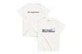 White t-shirt front and back with text "Mid-Century Modern Mindset" on a white background